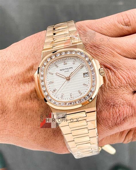 patek philippe nautilus mid size|Patek Philippe Nautilus diamond bezel.